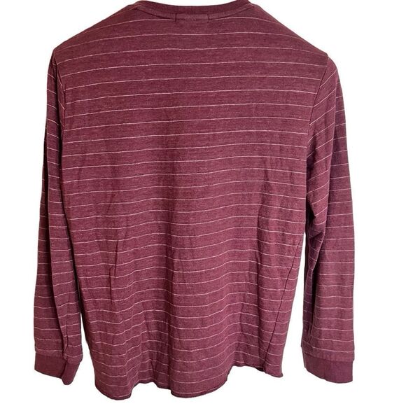 Marine Layer Mens Double Knit Henley in Raisin‎ Size Medium Striped Preppy - Picture 3 of 7